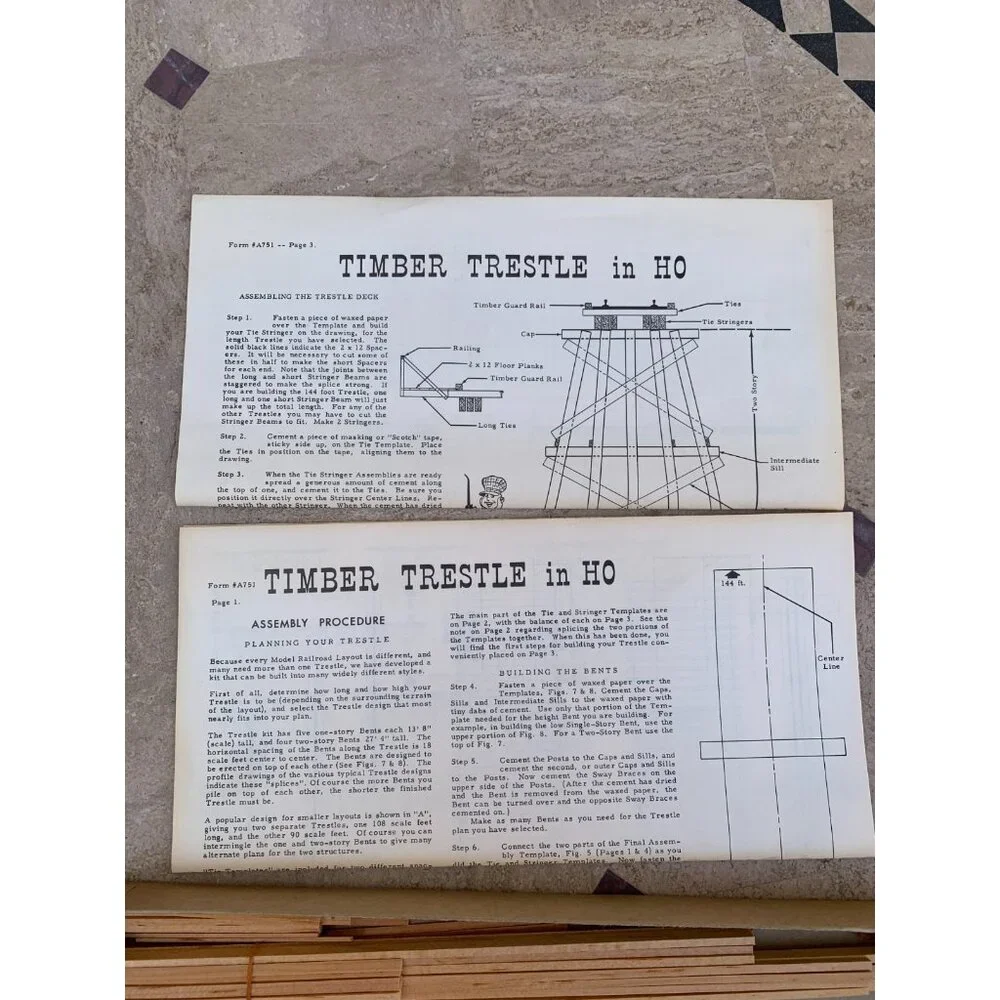 Vintage Campbell HO Timber Trestle Bridge Kit #751-375 Craftsman Wood NOS